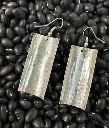 Sterling Silver Block Dangle Earrings