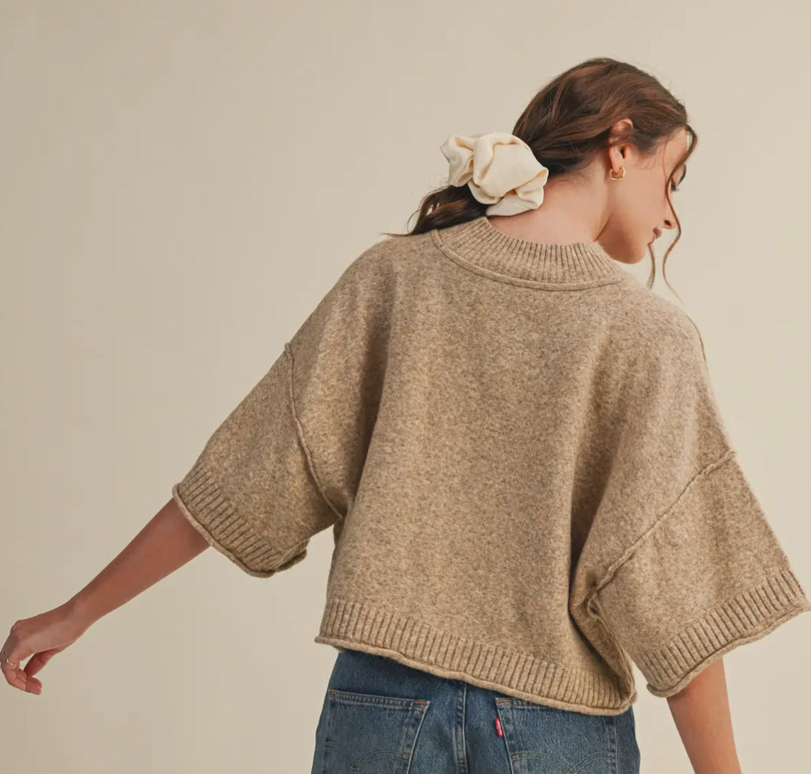 Marled Knit Sweater (Short Sleeve)