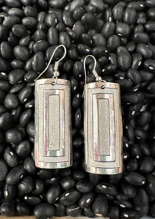 Sterling Silver Block Dangle Earrings