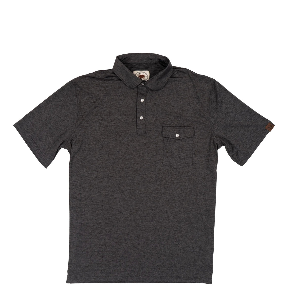LazyJ Classic Solid Pearl Snap Polo Black