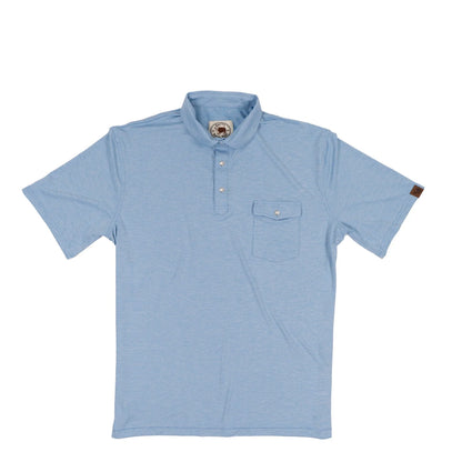 LazyJ Classic Solid Pearl Snap Polo Blue