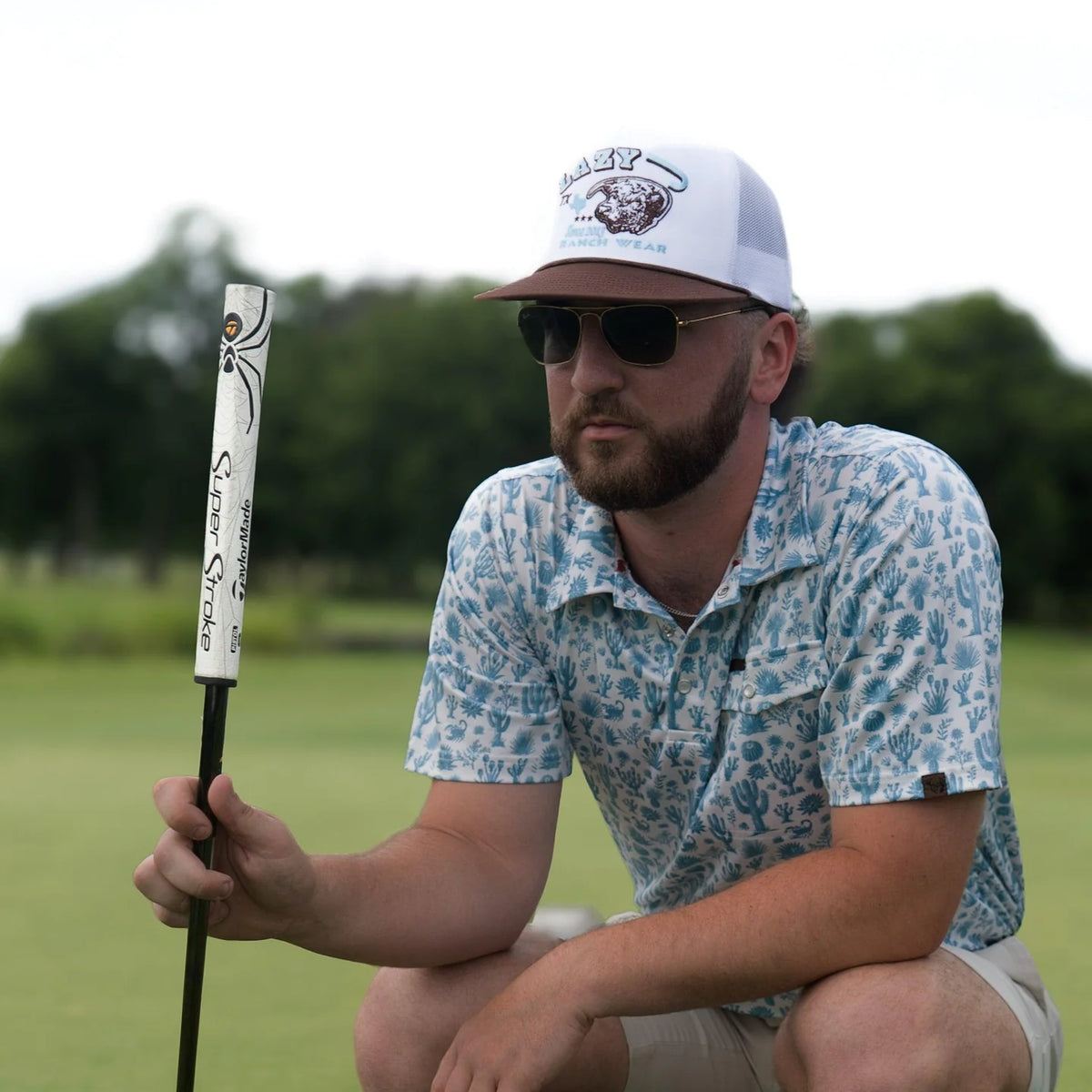 Lazy J Pearl Snap Polo Blue