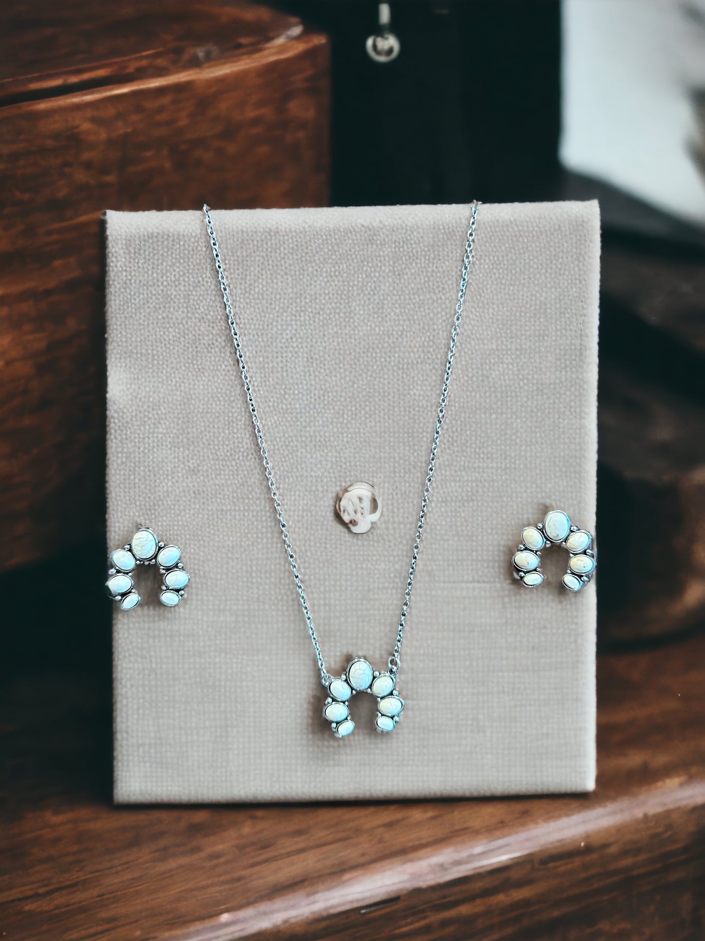 White Squash Blossom Necklace & Earring Set