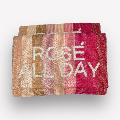 Rosé All Day Beaded Clutch