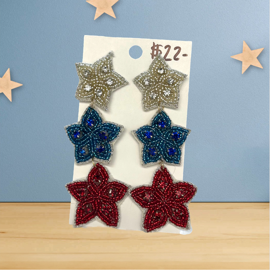 Red/White/Blue Star earrings