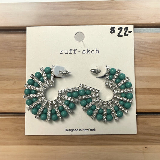 Ruff Sketch Turquoise beaded hoop earrings