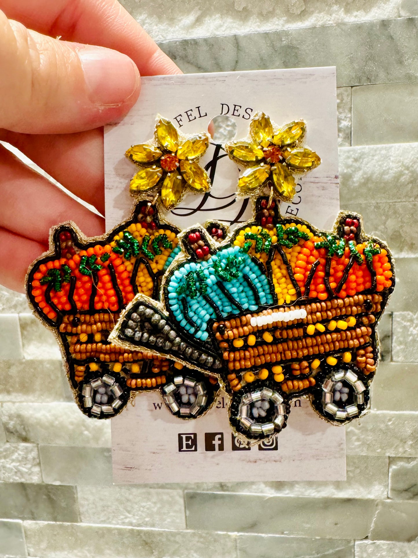 Pumpkin Trio Wagon Earrings