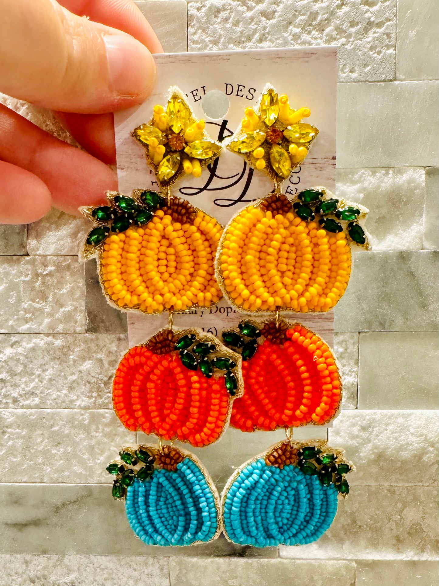 Pumpkin Trio Stacked Earrings