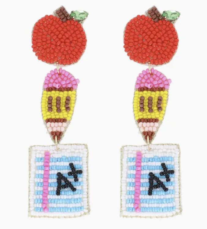 Teacher Apple Pencil Paper Earrings