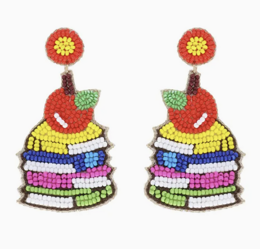 Stacked Books Teacher Earrings