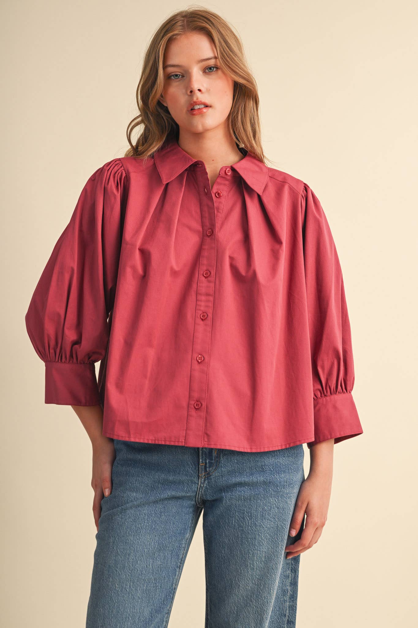&Merci Puff Sleeve Button Down