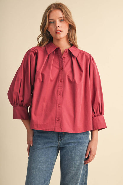 &Merci Puff Sleeve Button Down