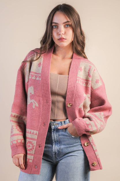 Oversized Western Cadigan: OLIVE