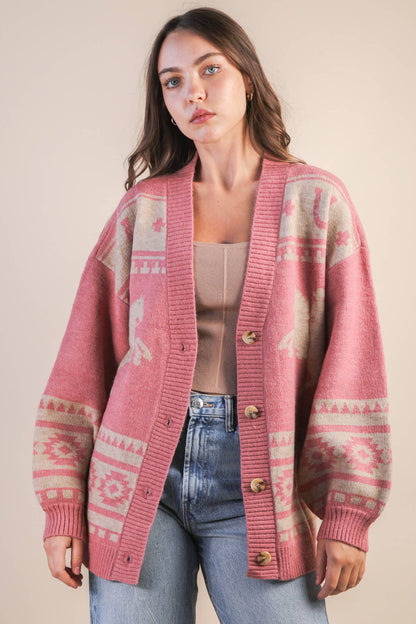 Oversized Western Cadigan: OLIVE