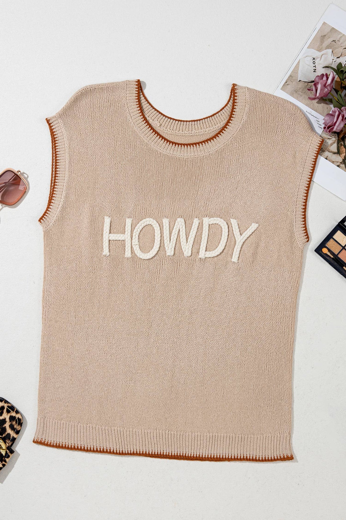 HOWDY Embroidered Knit Top