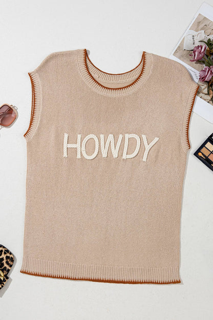 HOWDY Embroidered Knit Top