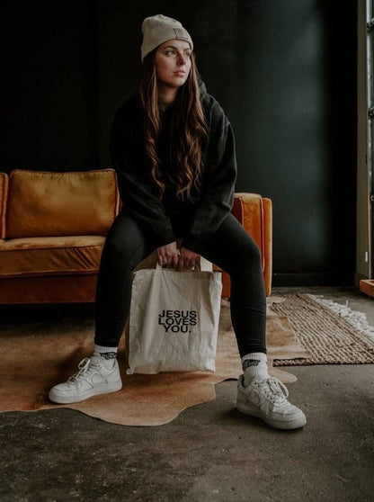 “Jesus Loves You” Canvas Tote