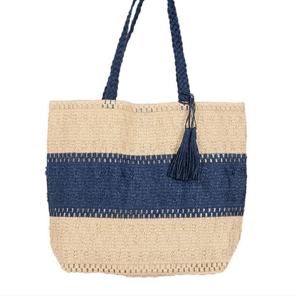 Straw Tote Bag  Navy