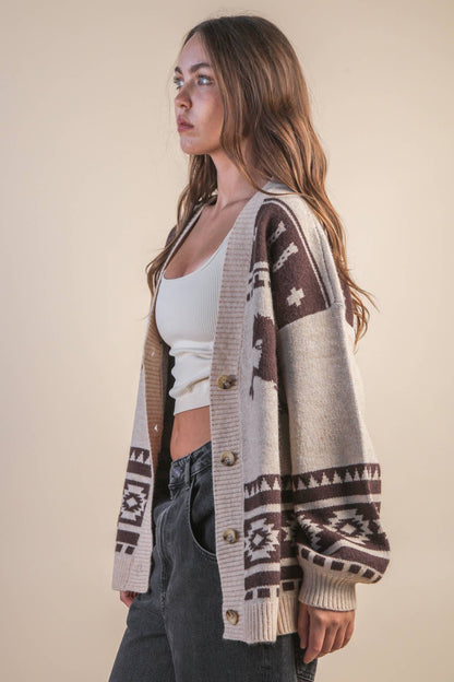 Oversized Western Cadigan: OLIVE
