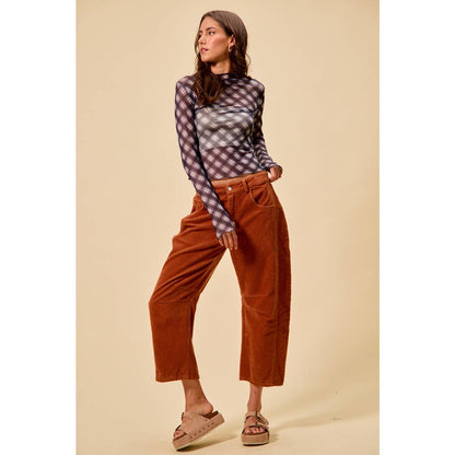 Corduroy Barrel Pants: Rust