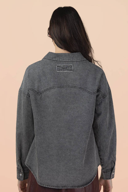 Oversized Washed Denim Top