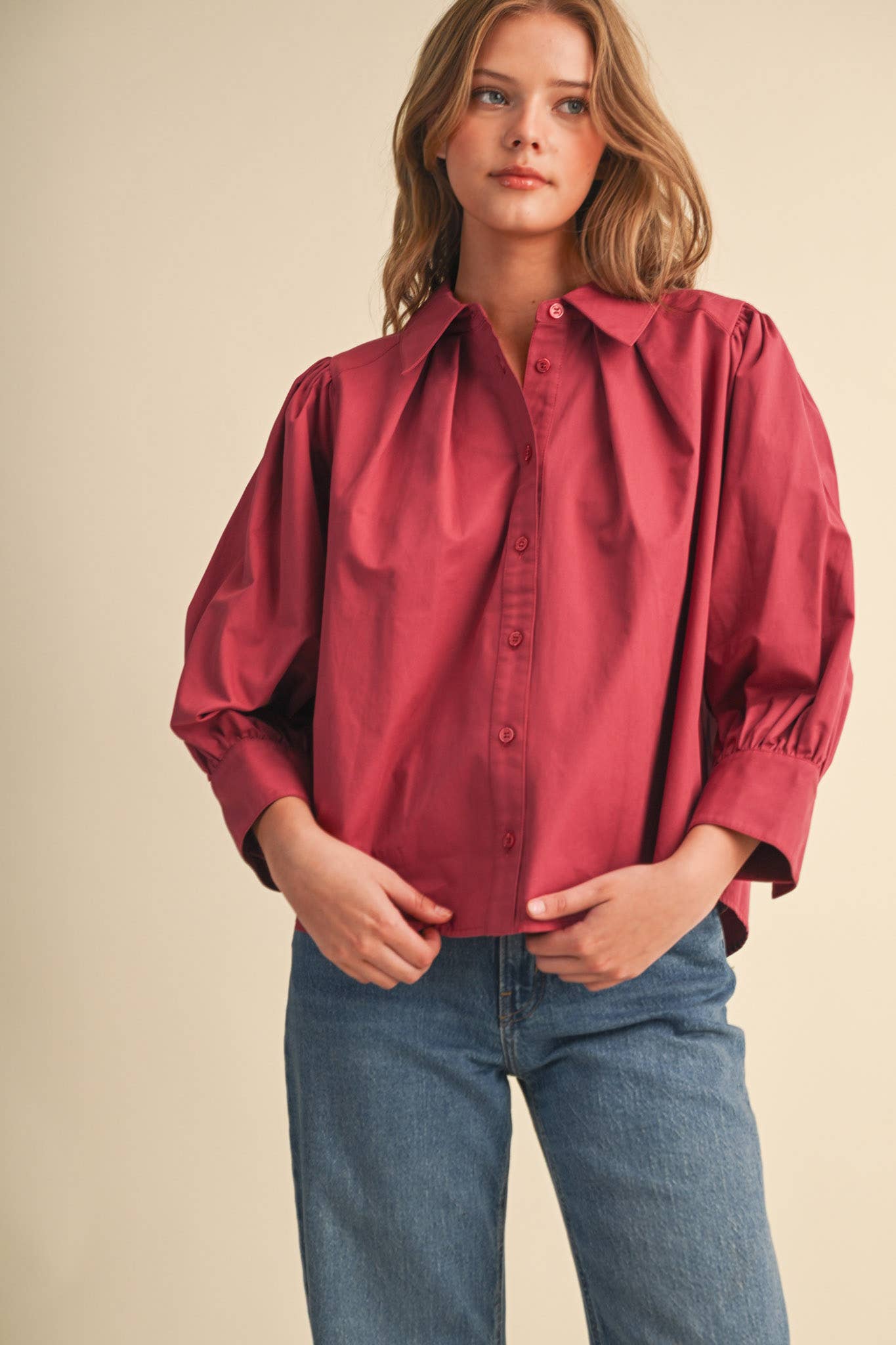 &Merci Puff Sleeve Button Down