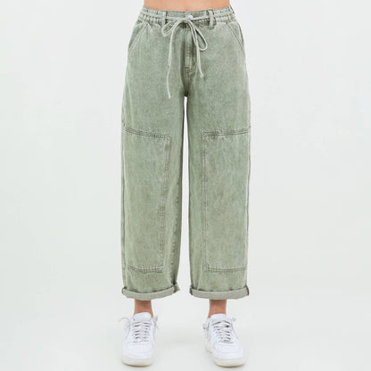 AB BARREL OLIVE WASH JEANS