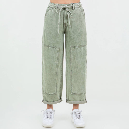 AB BARREL OLIVE WASH JEANS