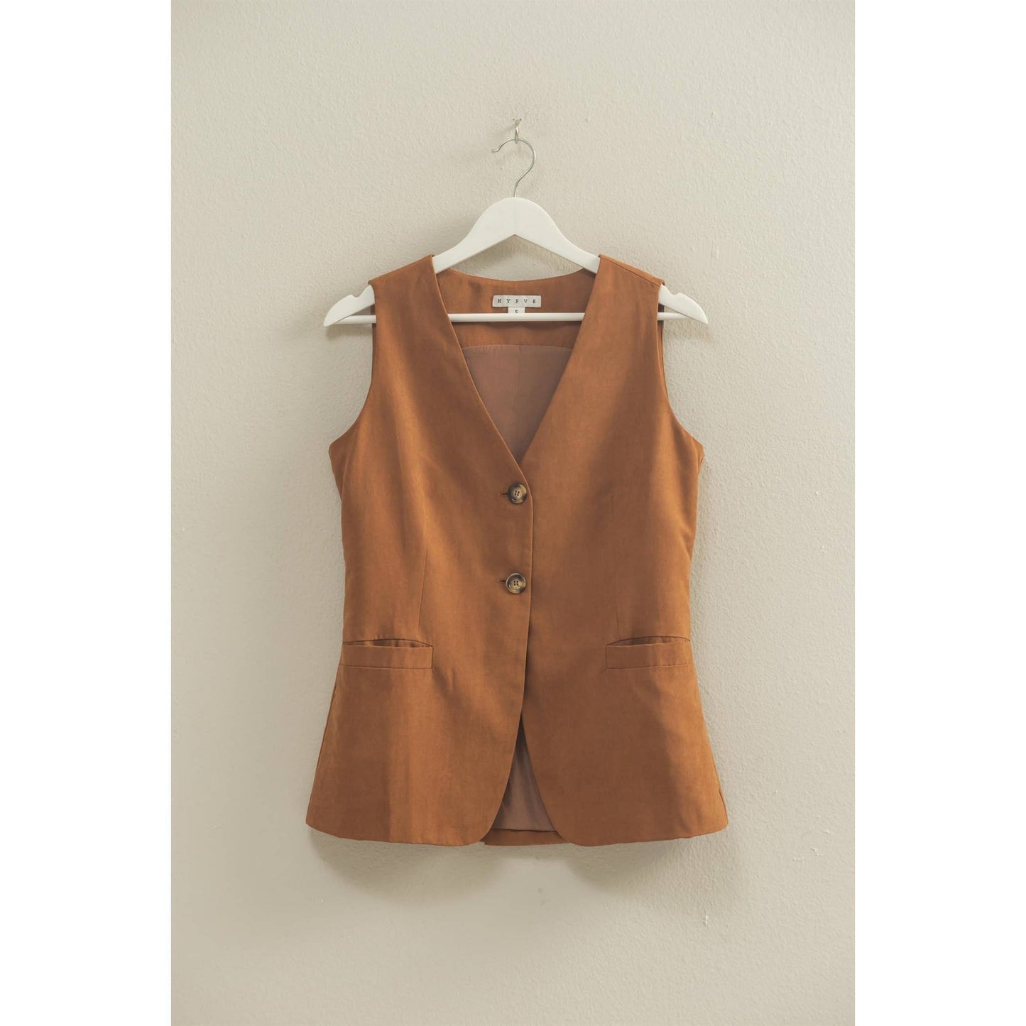 V-Neck Tailored Vest BROWN