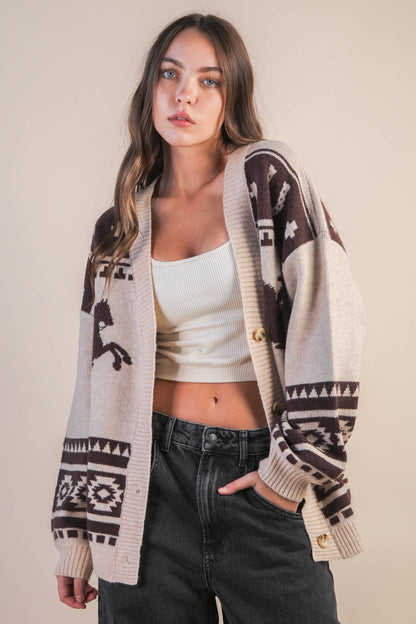 Oversized Western Cadigan: OLIVE