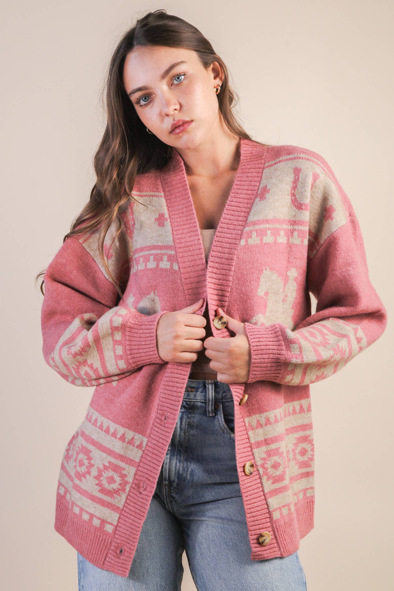 Oversized Western Cadigan: OLIVE
