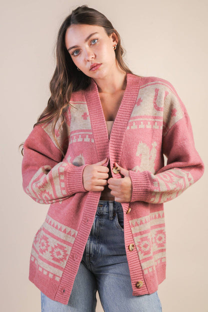 Oversized Western Cadigan: OLIVE
