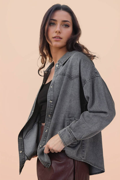 Oversized Washed Denim Top