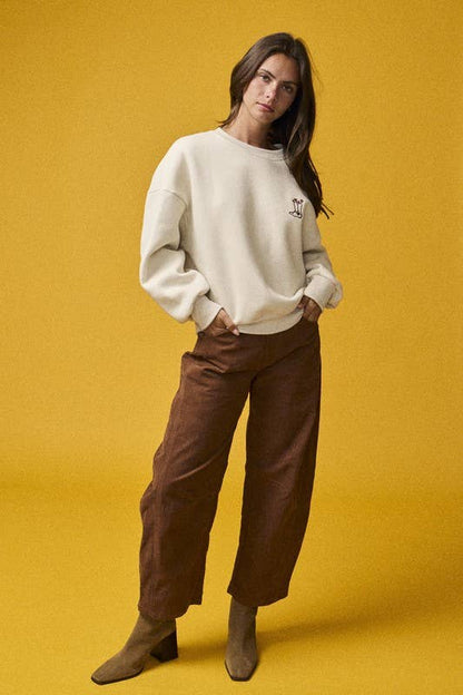 “Saddle Up” Embroidered Crewneck