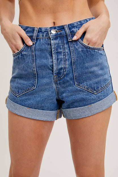 WESTERN POCKET ROLLED HEM SHORTS