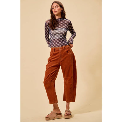 Corduroy Barrel Pants: Rust