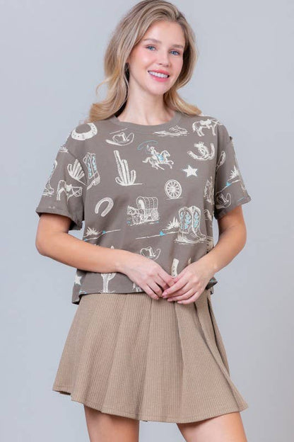 Cowboy Scene: Oversized Crop