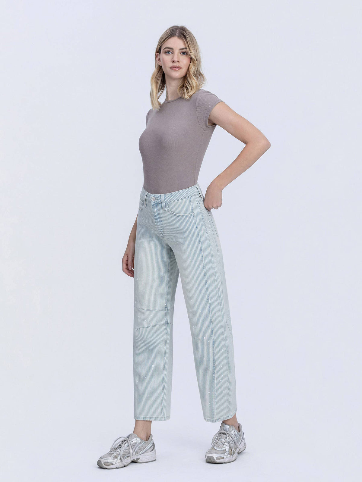 Kate HR Striped Paint Barrel Jeans