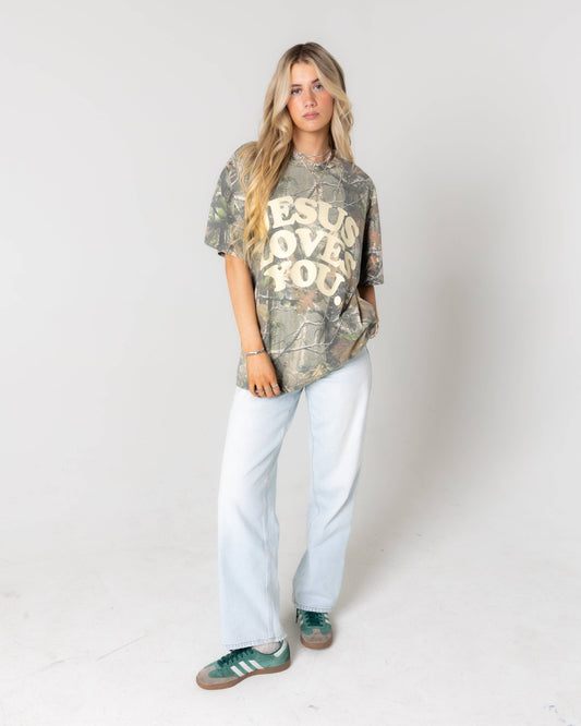 JESUS Loves You Camo Tee-Oversized