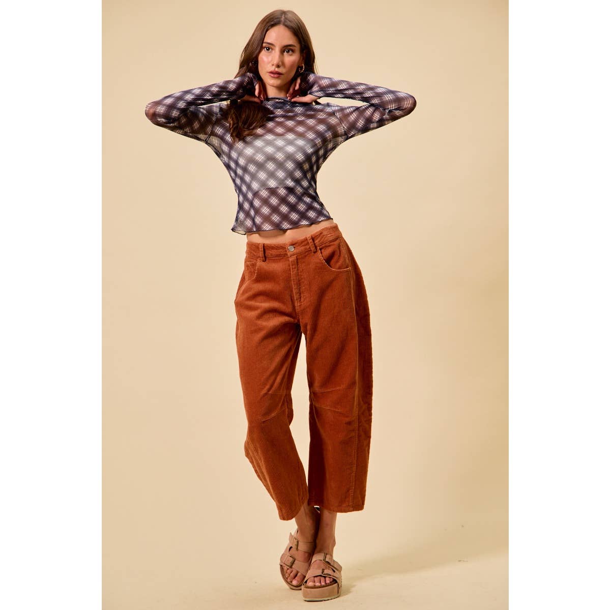 Corduroy Barrel Pants: Rust