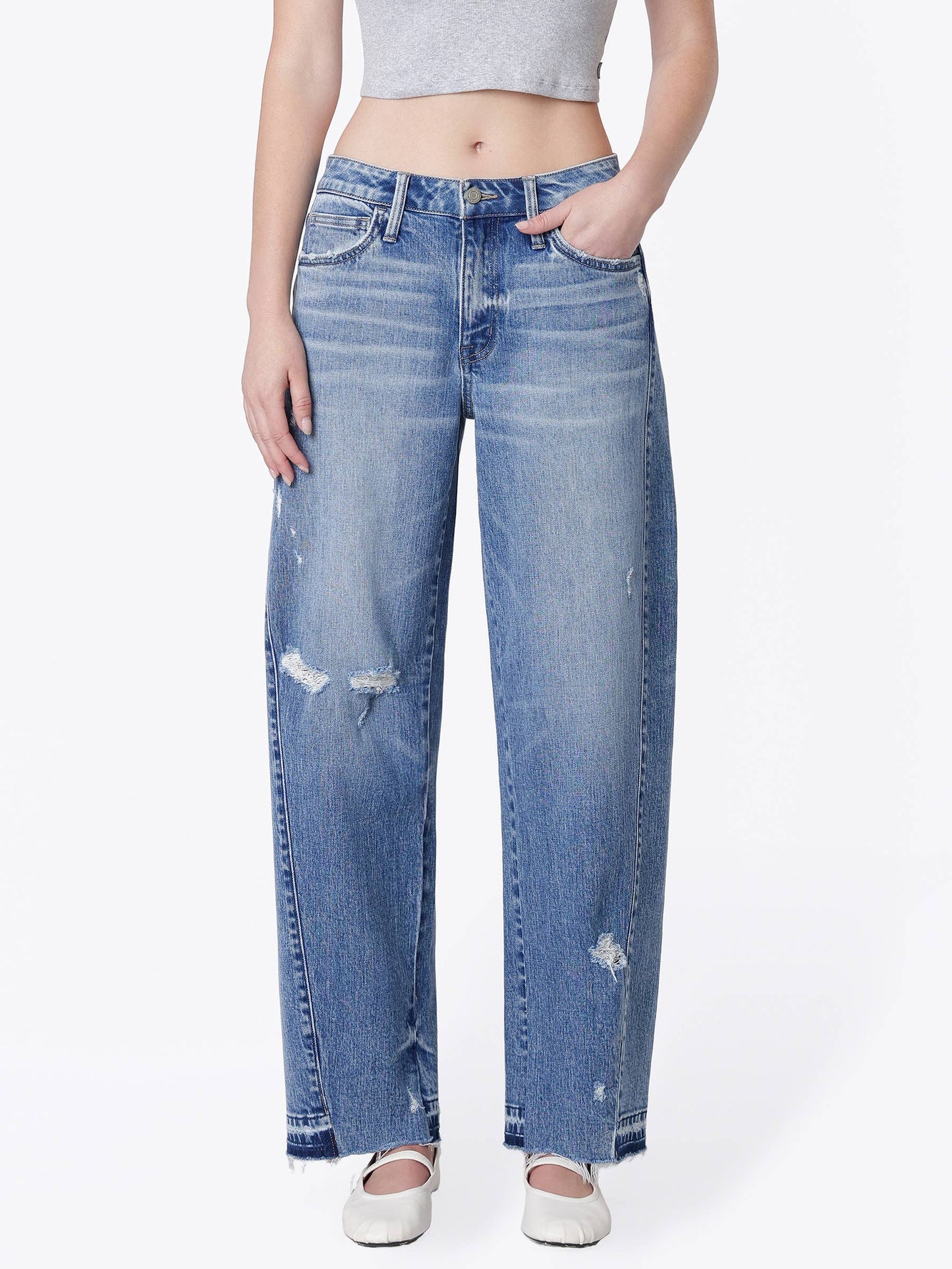 Kate “Enthusiast” Distressed barrel Jeans