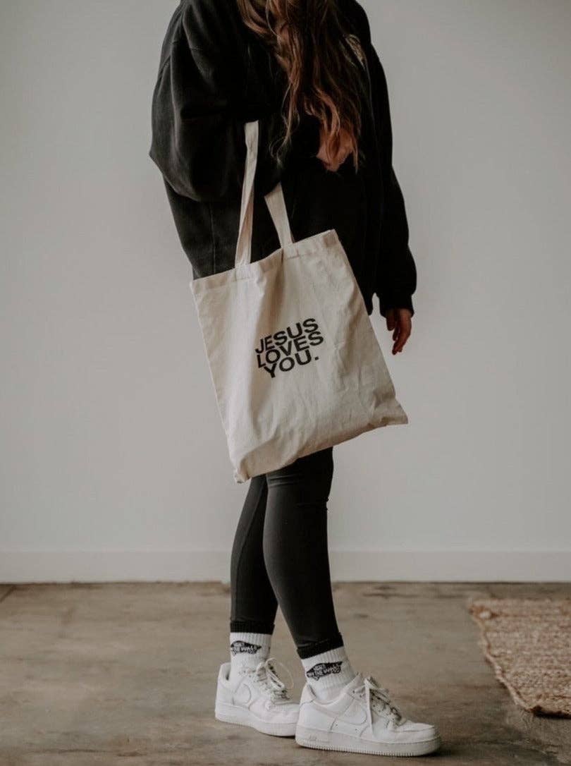 “Jesus Loves You” Canvas Tote