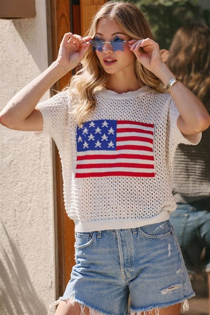 American Flag light weight sweater