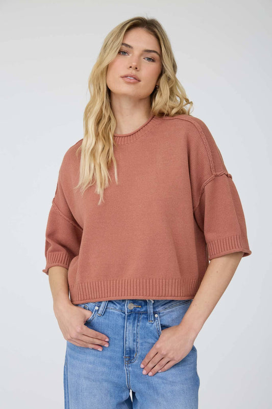 Drop Shoulder Knit Top (Sienna)