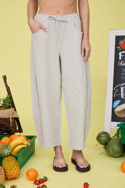 Stripe Drawstring Baggy Pants