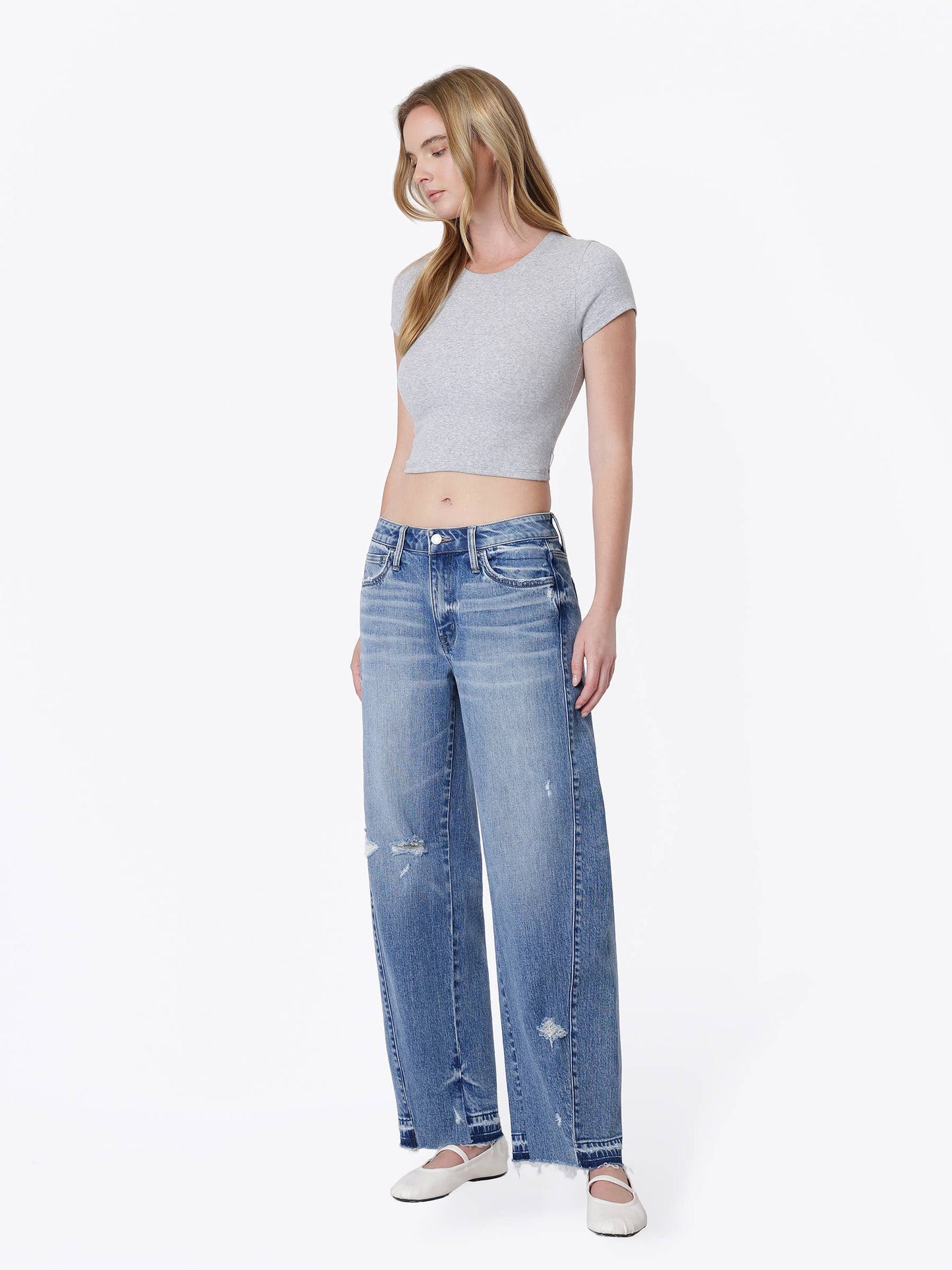 Kate “Enthusiast” Distressed barrel Jeans