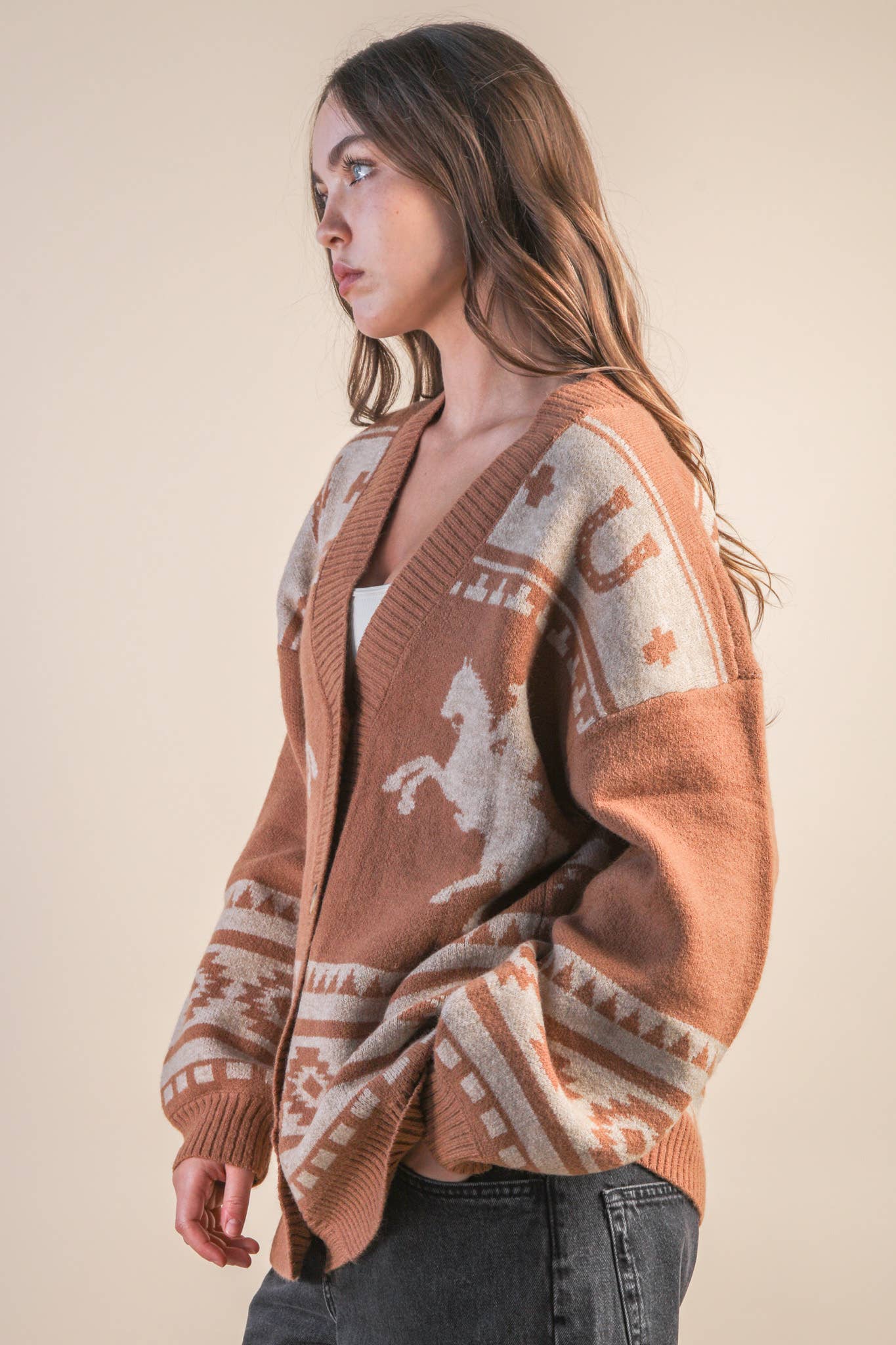 Oversized Western Cadigan: OLIVE