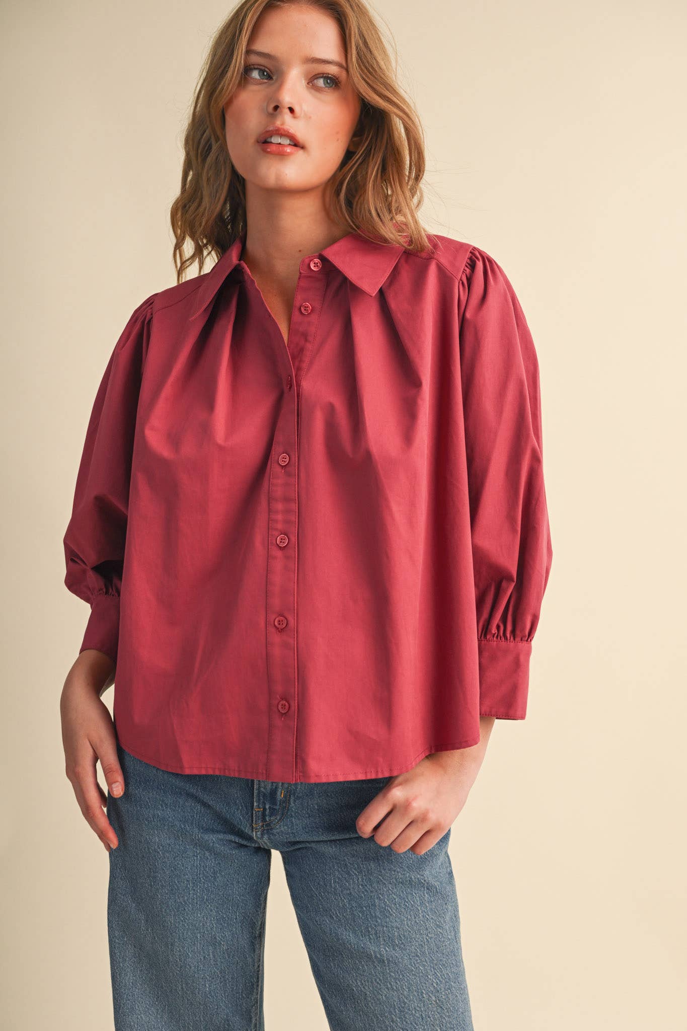 &Merci Puff Sleeve Button Down
