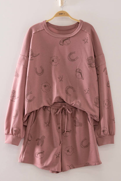 Western Print Lounge Set: MAUVE