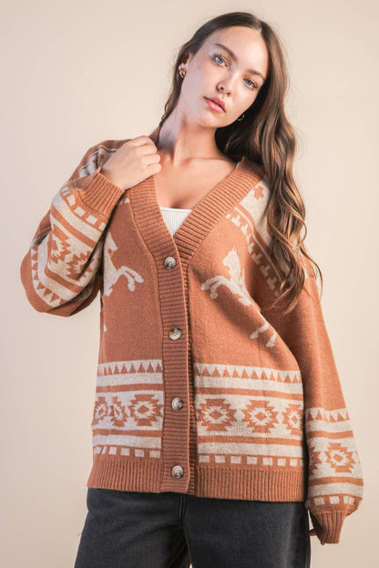Oversized Western Cadigan: OLIVE